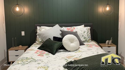 Chambre mur vert