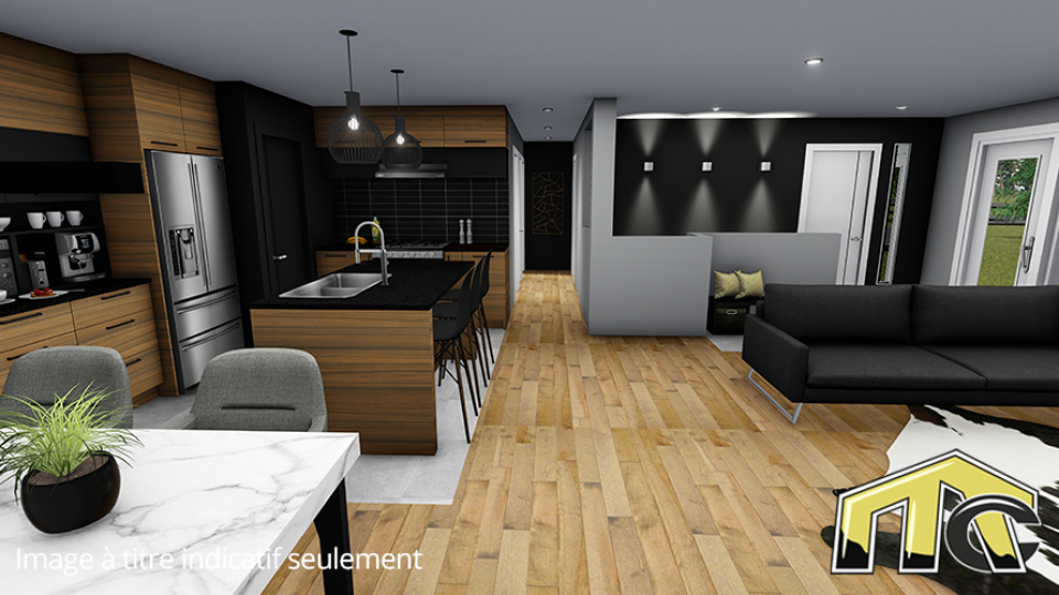 Maison usinée 2 chambres aires ouvertes